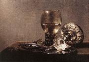 Still-life with Wine Glass and Silver Bowl dsf